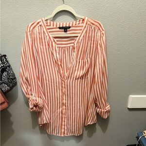 Zac & Rachel Coral Striped Blouse